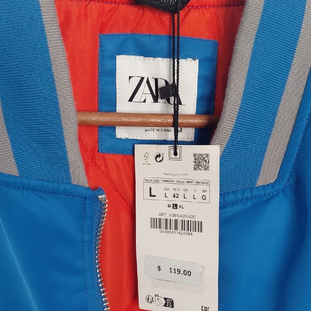 Zara Blue Bomber Jacket - Picture 5 of 8